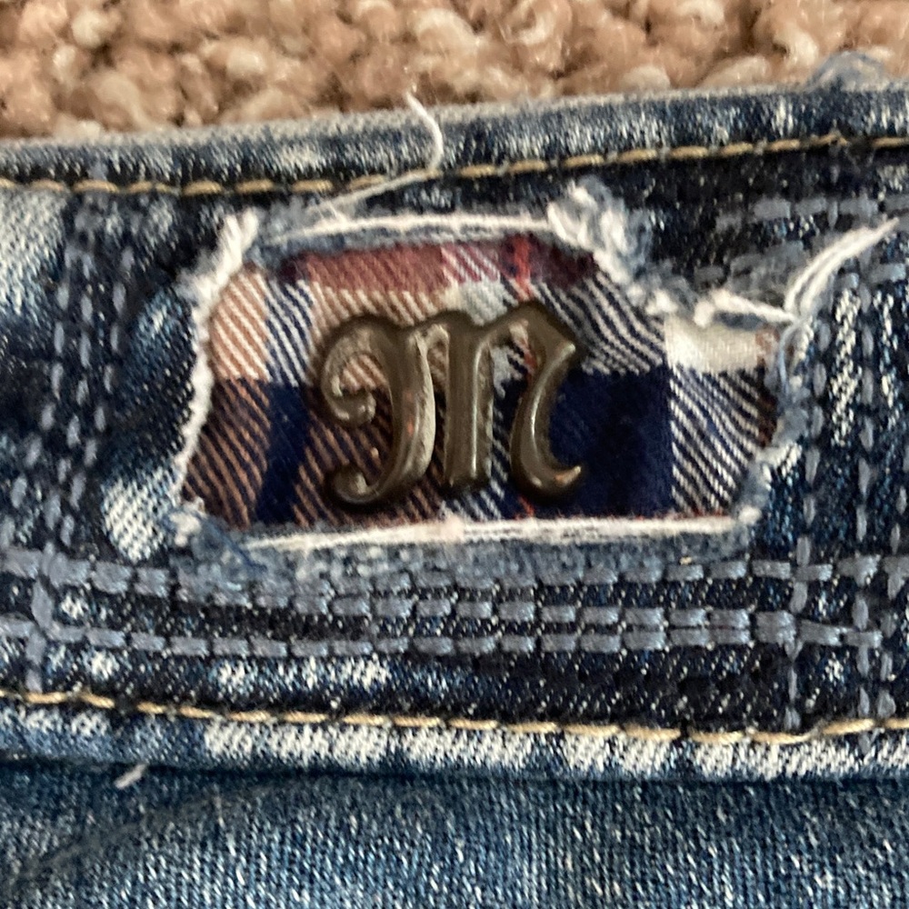 Miss Me Americana Skinny Ankle Jeans: Patriotic-Plaid, Embellished, & Distressed